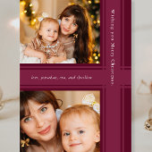 Stijlvolle linten Kerst Paarse Magenta Foto Feestdagenkaart