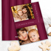 Stijlvolle linten Kerst Paarse Magenta Foto Feestdagenkaart