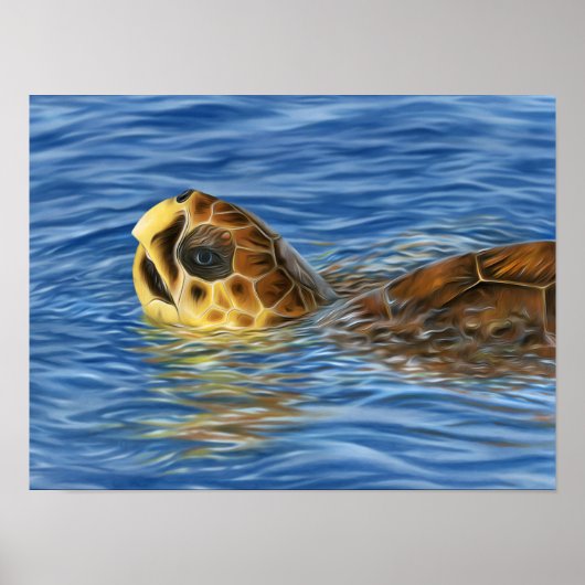 Stijlvolle Loggerhead-Zee voor basisgebruik Poster (Voorkant)