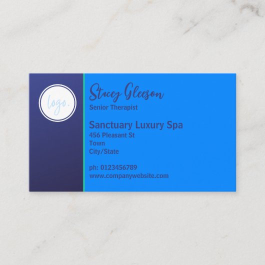 STIJLVOLLE LOGO ART DECO BLAUW GROENE PAUWENVEER VISITEKAARTJE (Voorkant)