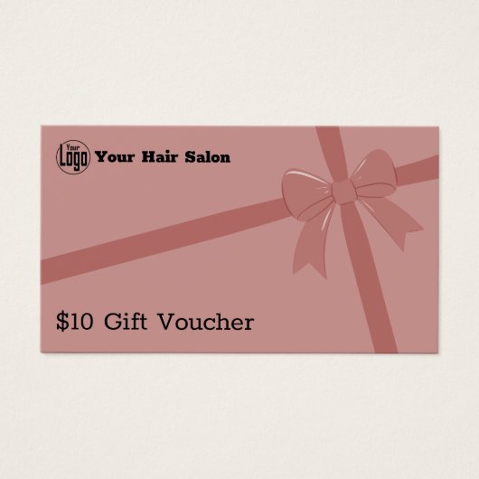Stijlvolle Logo QR Code Ribbon $10 Gift Voucher Ka Visitekaartje (Voorkant)