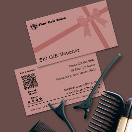 Stijlvolle Logo QR Code Ribbon $10 Gift Voucher Ka Visitekaartje