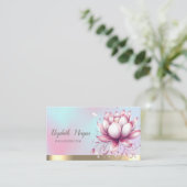 Stijlvolle Lotus Flower Holographic Visitekaartje (Staand voorkant)