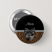 Stijlvolle luipaard Afdrukken Elegant Black Bow en Ronde Button 5,7 Cm (Voorkant /achterkant)