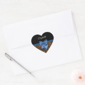 Stijlvolle luipaard Afdrukken Elegant Blue Bow en  Hart Sticker (Envelop)