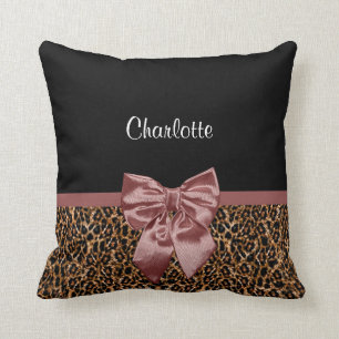 Stijlvolle luipaard afdrukken Elegant Brown Bow en Kussen