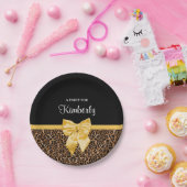 Stijlvolle luipaard Afdrukken Elegant Geel Bow en  Papieren Bordje (Feest)