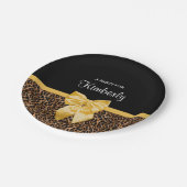 Stijlvolle luipaard Afdrukken Elegant Geel Bow en  Papieren Bordje (Gekanteld)