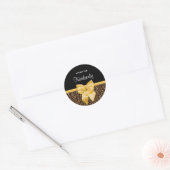 Stijlvolle luipaard Afdrukken Elegant Geel Bow en Ronde Sticker (Envelop)