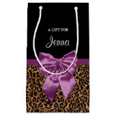 Stijlvolle luipaard Afdrukken Elegant Paars Bow en Klein Cadeauzakje (Voorkant)