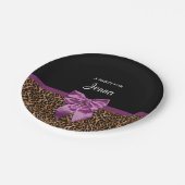 Stijlvolle luipaard Afdrukken Elegant Paars Bow en Papieren Bordje (Gekanteld)