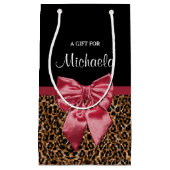 Stijlvolle luipaard Afdrukken Elegant Red Bow en n Klein Cadeauzakje (Voorkant)