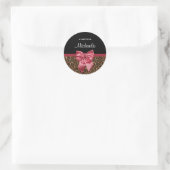 Stijlvolle luipaard Afdrukken Elegant Red Bow en n Ronde Sticker (Tas)