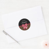 Stijlvolle luipaard Afdrukken Elegant Red Bow en n Ronde Sticker (Envelop)