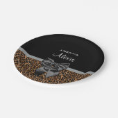 Stijlvolle luipaard Afdrukken Legant Black Bow-naa Papieren Bordje (Gekanteld)