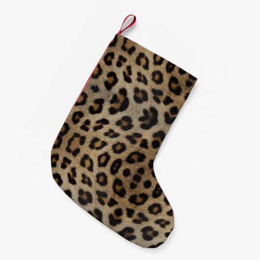 Stijlvolle luipaard cheetah bont dier print patroo kleine kerstsok (Voorkant (Hangend))