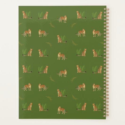 Stijlvolle luipaard dierlijke patroonnaam, groene  planner (Achterkant)