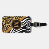 Stijlvolle luipaard en zebra Print Custom Monogram Bagagelabel (Voorkant horizontaal)