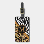 Stijlvolle luipaard en zebra Print Custom Monogram Bagagelabel (Voorkant verticaal)