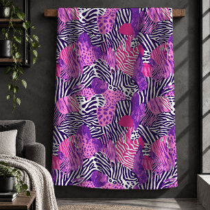 Stijlvolle Luipaard Magenta Roze Paarse Dekbed Dec Sherpa Deken