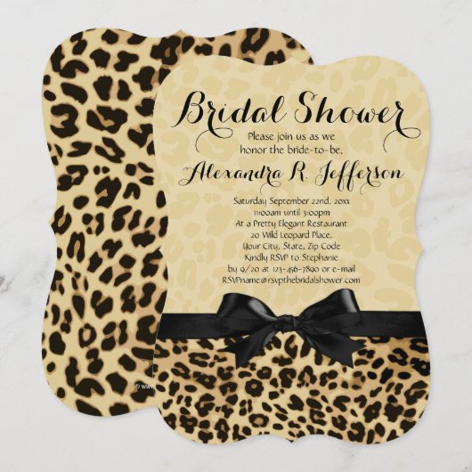 Stijlvolle luipaard print bruids douche uitnodigin kaart (Voorkant / Achterkant)