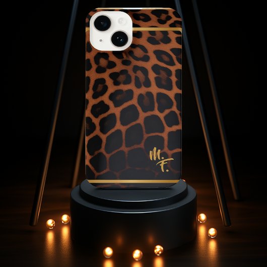 Stijlvolle luipaard print oer instinct monogram iPhone hoesje
