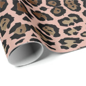 Stijlvolle luipaardprint rook bruin en stoffig roz cadeaupapier (Rol Hoek)