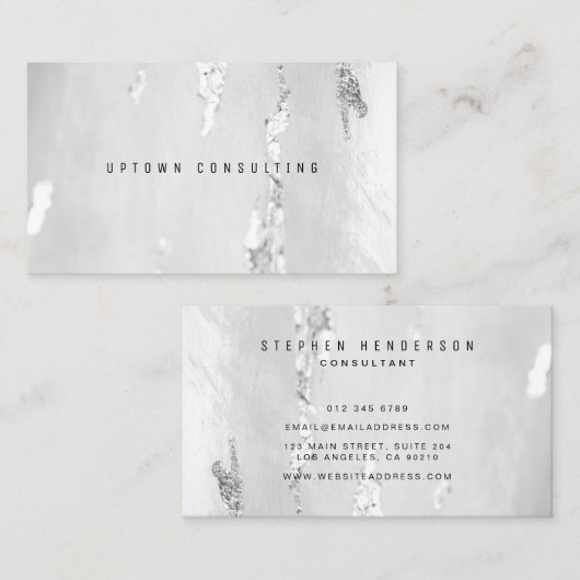 Stijlvolle luxe Faux Silver Foil Visitekaartjes (Voorkant / Achterkant)