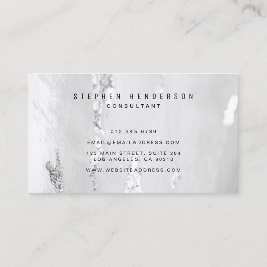 Stijlvolle luxe Faux Silver Foil Visitekaartjes (Achterkant)