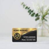 Stijlvolle luxe Gold Curve Wave Aannemer Visitekaartje (Staand voorkant)