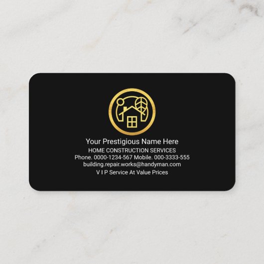 Stijlvolle luxe Gold Curve Wave Aannemer Visitekaartje (Achterkant)