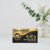 Stijlvolle luxe gouden golf Handyman Visitekaartje (Staand voorkant)