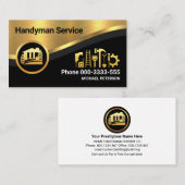 Stijlvolle luxe gouden golf Handyman Visitekaartje (Voorkant / Achterkant)
