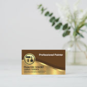 Stijlvolle, luxe gouden golfschilder visitekaartje (Staand voorkant)