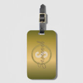 Stijlvolle Luxe Gouden Metallic Naam en Initiaal Bagagelabel (Voorkant (verticaal))
