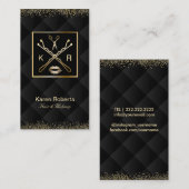 Stijlvolle luxe goudzwart in zwart-wit visitekaartje (Voorkant / Achterkant)