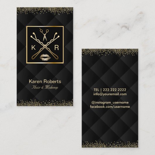 Stijlvolle luxe goudzwart in zwart-wit visitekaartje (Voorkant / Achterkant)