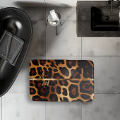 Stijlvolle luxe luipaard-print monogram badmat