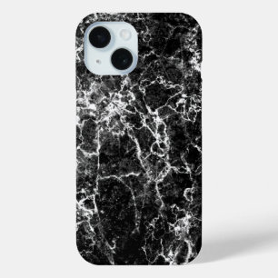 Stijlvolle luxe tijdloze zwarte marmeren steen iPhone 15 case