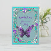 stijlvolle luxe turquoise paarse vlinders modern kaart (Staand voorkant)