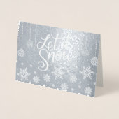 Stijlvolle luxe zilver laat het sneeuwKerstmis Folie Kaarten (Voorkant)