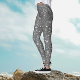 Stijlvolle luxe zilveren grijze glinsterende glitt leggings