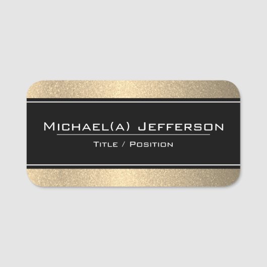 Stijlvolle luxe zwart op luxe gouden glitter uniek naamplaatje (Voorkant)