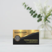 Stijlvolle Luxurous Gold Curve Wave CEO Visitekaartje (Staand voorkant)