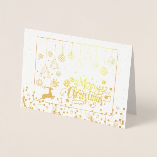Stijlvolle Luxury Golden Reindeer Kerstmis Folie Kaarten (Voorkant)