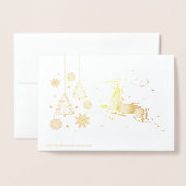 Stijlvolle Luxury Golden Reindeer Kerstmis Folie Kaarten (Met envelop)