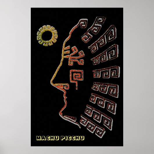 Stijlvolle machine Picchu Silhouette Poster (Voorkant)