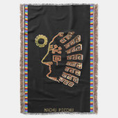 Stijlvolle Machu_Picchu Silhouet op Zwart Deken (Voorkant Verticaal)
