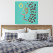 Stijlvolle Machu_Picchu Tekening op Blauwgroen Canvas Afdruk (Insitu (Slaapkamer))