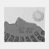 Stijlvolle Machu Picchu Tekening op Zilver Grey Fleece Deken (Voorkant (Horizontaal))